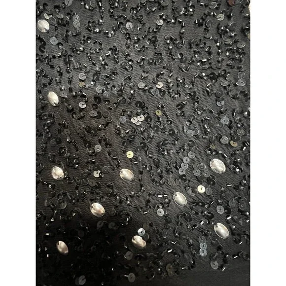 Mori Lee Glam Vintage Mini Halter Sequin Dress Beaded Silver Size 6 - Picture 5 of 9